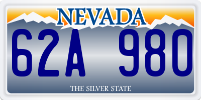 NV license plate 62A980