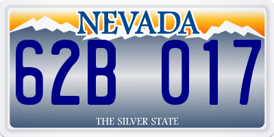 NV license plate 62B017