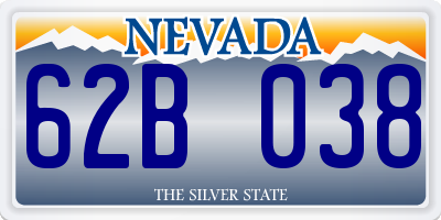 NV license plate 62B038