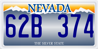 NV license plate 62B374