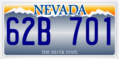 NV license plate 62B701