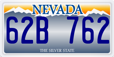 NV license plate 62B762