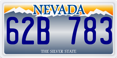 NV license plate 62B783