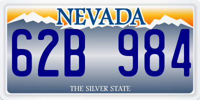 NV license plate 62B984