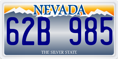NV license plate 62B985
