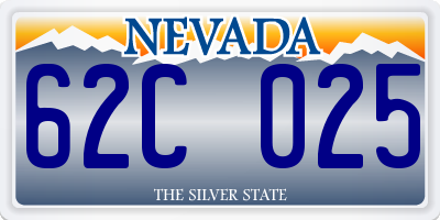 NV license plate 62C025