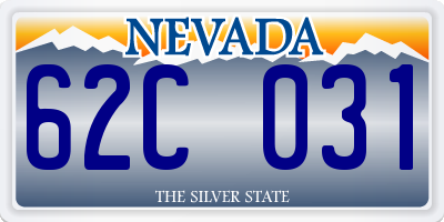 NV license plate 62C031