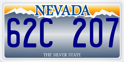 NV license plate 62C207