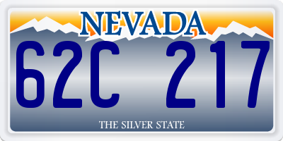 NV license plate 62C217