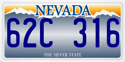 NV license plate 62C316