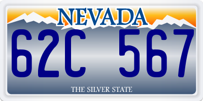 NV license plate 62C567