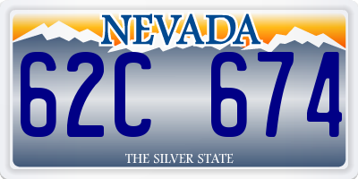 NV license plate 62C674