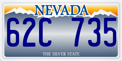 NV license plate 62C735