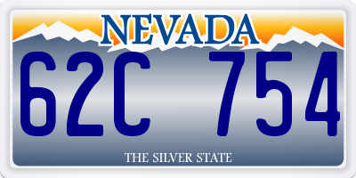 NV license plate 62C754