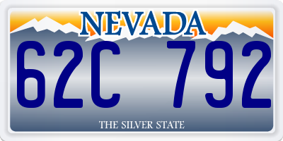 NV license plate 62C792