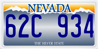 NV license plate 62C934