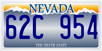 NV license plate 62C954