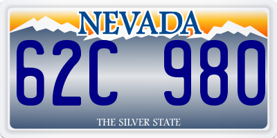 NV license plate 62C980