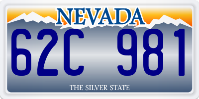 NV license plate 62C981