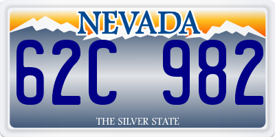 NV license plate 62C982