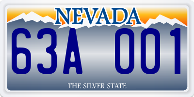 NV license plate 63A001