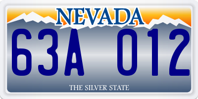 NV license plate 63A012