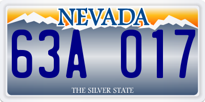 NV license plate 63A017