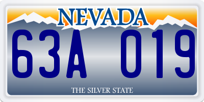 NV license plate 63A019