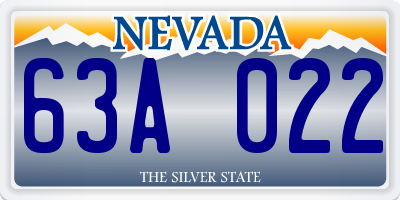 NV license plate 63A022