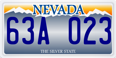 NV license plate 63A023