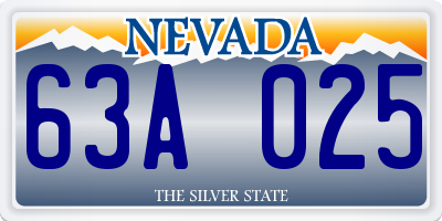 NV license plate 63A025