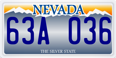 NV license plate 63A036