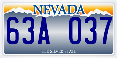 NV license plate 63A037