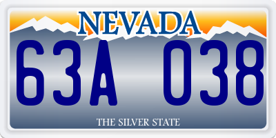 NV license plate 63A038