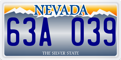 NV license plate 63A039