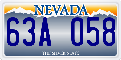 NV license plate 63A058