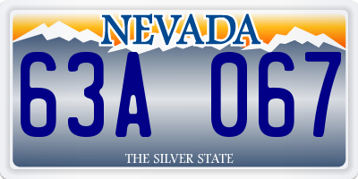 NV license plate 63A067
