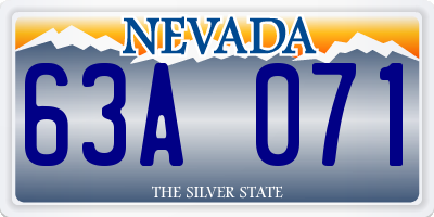 NV license plate 63A071