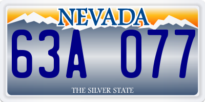 NV license plate 63A077