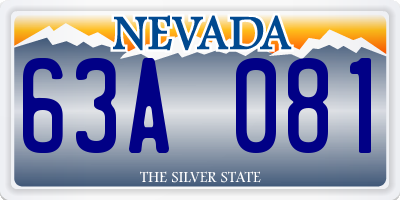 NV license plate 63A081