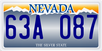NV license plate 63A087