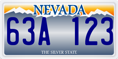 NV license plate 63A123