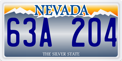 NV license plate 63A204