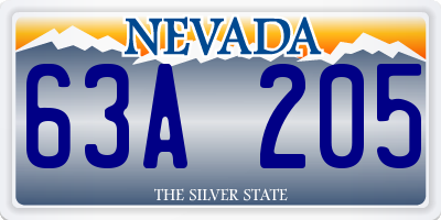NV license plate 63A205