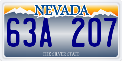 NV license plate 63A207