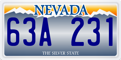 NV license plate 63A231