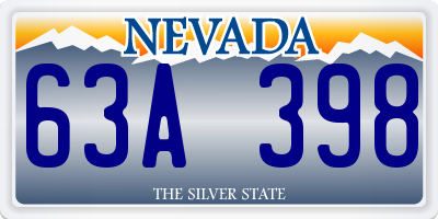NV license plate 63A398