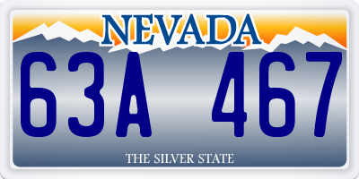 NV license plate 63A467