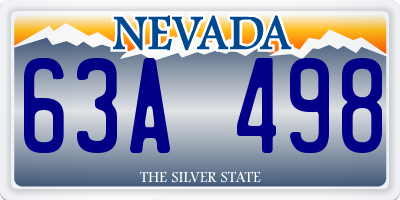 NV license plate 63A498