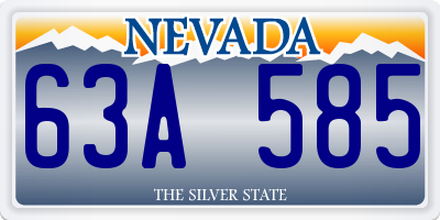 NV license plate 63A585